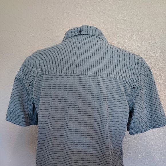 Toad & Co Blue Striped Button Down Short Sleeve Size M - Picture 5 of 11